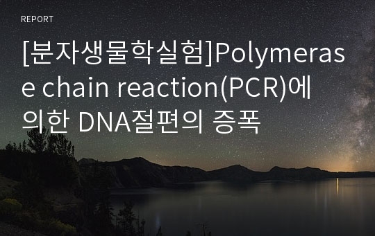 [분자생물학실험]Polymerase chain reaction(PCR)에 의한 DNA절편의 증폭