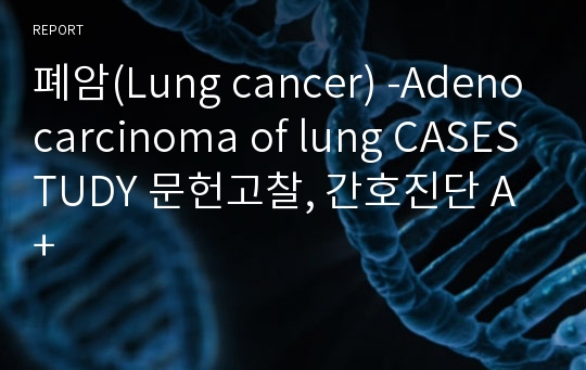 폐암(Lung cancer) -Adenocarcinoma of lung CASESTUDY 문헌고찰, 간호진단 A+