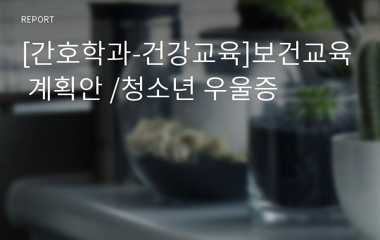 [간호학과-건강교육]보건교육 계획안 /청소년 우울증