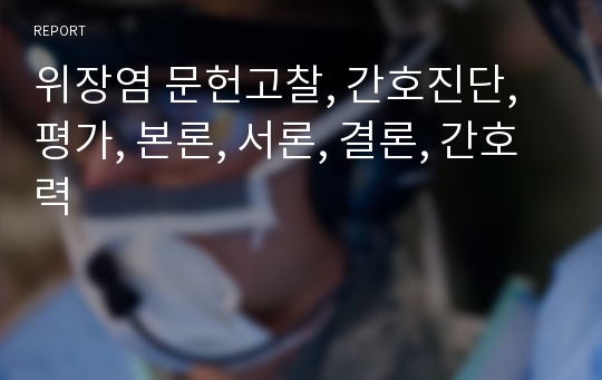 위장염 문헌고찰, 간호진단, 평가, 본론, 서론, 결론, 간호력