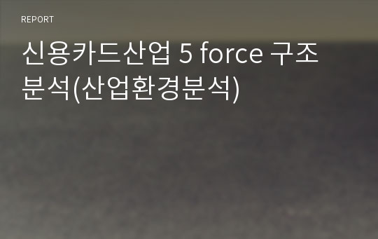 신용카드산업 5 force 구조분석(산업환경분석)