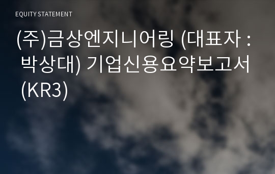 (주)금상엔지니어링 기업신용요약보고서 (KR3)