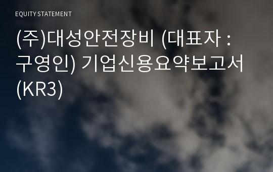 (주)대성안전장비 기업신용요약보고서 (KR3)