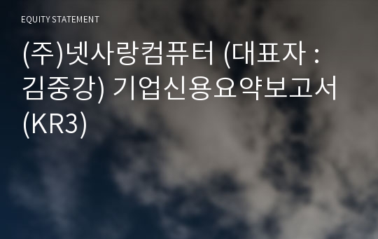 (주)넷사랑컴퓨터 기업신용요약보고서 (KR3)