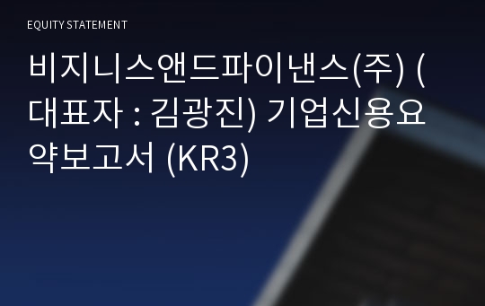 비지니스앤드파이낸스(주) 기업신용요약보고서 (KR3)