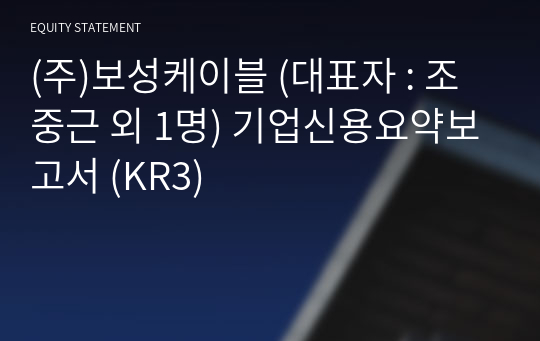 (주)보성케이블 기업신용요약보고서 (KR3)