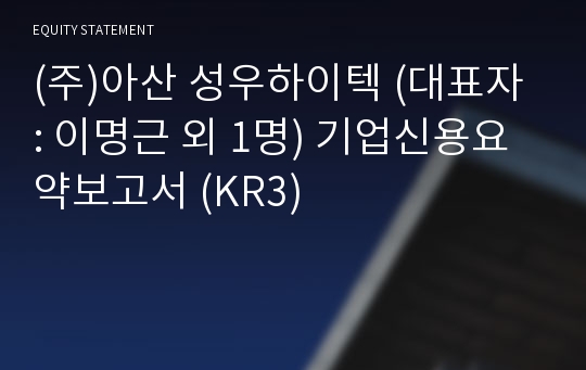 (주)아산 성우하이텍 기업신용요약보고서 (KR3)