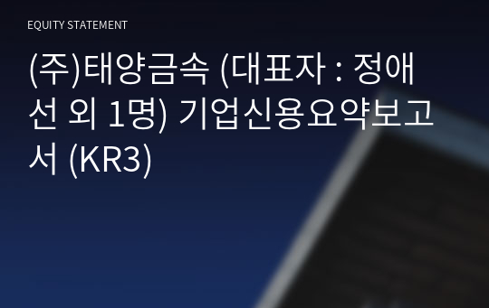 (주)태양금속 기업신용요약보고서 (KR3)