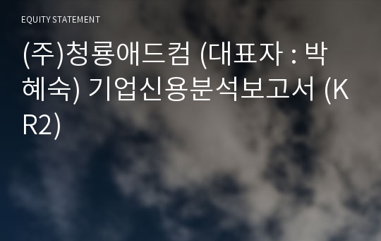 (주)청룡애드컴 기업신용분석보고서 (KR2)