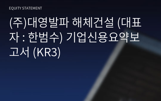 (주)대영발파 해체건설 기업신용요약보고서 (KR3)