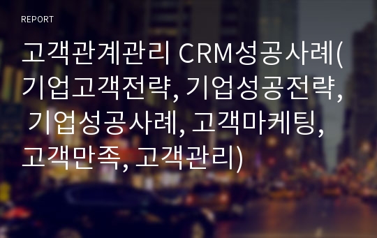 고객관계관리 CRM성공사례(기업고객전략, 기업성공전략, 기업성공사례, 고객마케팅, 고객만족, 고객관리)