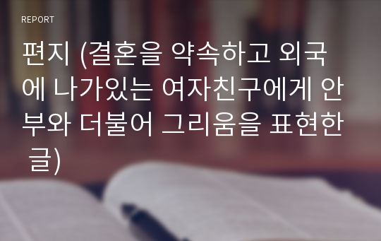 편지 (결혼을 약속하고 외국에 나가있는 여자친구에게 안부와 더불어 그리움을 표현한 글)