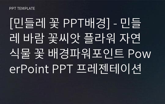 [민들레 꽃 PPT배경] - 민들레 바람 꽃씨앗 플라워 자연 식물 꽃 배경파워포인트 PowerPoint PPT 프레젠테이션