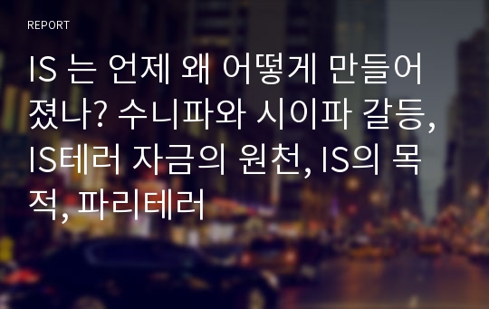 IS 는 언제 왜 어떻게 만들어 졌나? 수니파와 시이파 갈등, IS테러 자금의 원천, IS의 목적, 파리테러