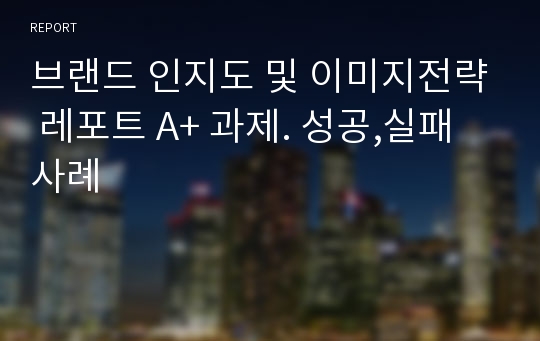 브랜드 인지도 및 이미지전략 레포트 A+ 과제. 성공,실패사례