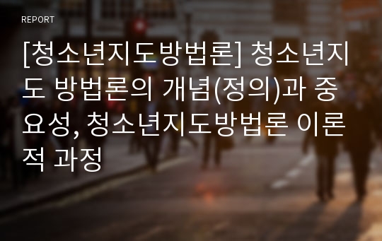 [청소년지도방법론] 청소년지도 방법론의 개념(정의)과 중요성, 청소년지도방법론 이론적 과정