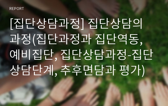 [집단상담과정] 집단상담의 과정(집단과정과 집단역동, 예비집단, 집단상담과정-집단상담단계, 추후면담과 평가)