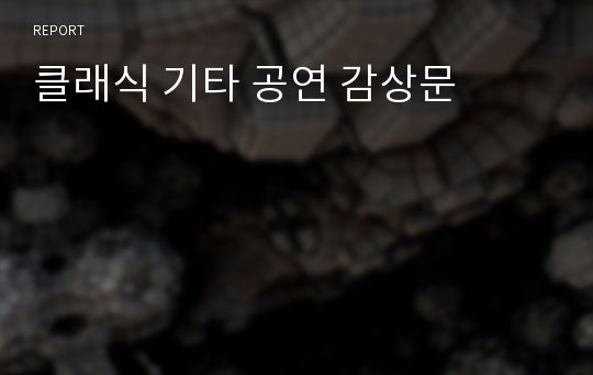 클래식 기타 공연 감상문