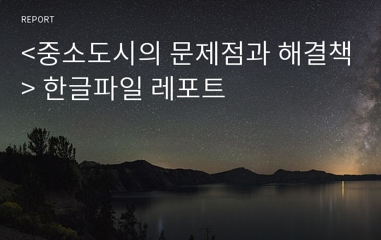 &lt;중소도시의 문제점과 해결책&gt; 한글파일 레포트