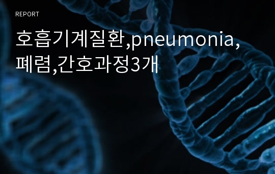 호흡기계질환,pneumonia,폐렴,간호과정3개