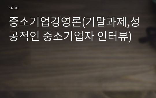 중소기업경영론(기말과제,성공적인 중소기업자 인터뷰)