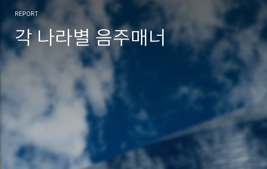 각 나라별 음주매너