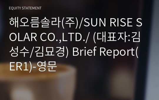 해오름솔루션(주) Brief Report(ER1)-영문