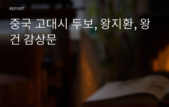 중국 고대시 두보, 왕지환, 왕건 감상문