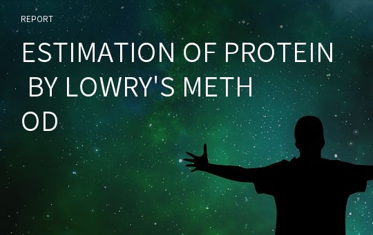 ESTIMATION OF PROTEIN BY LOWRY&#039;S METHOD
