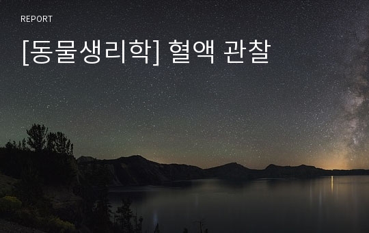 [동물생리학] 혈액 관찰