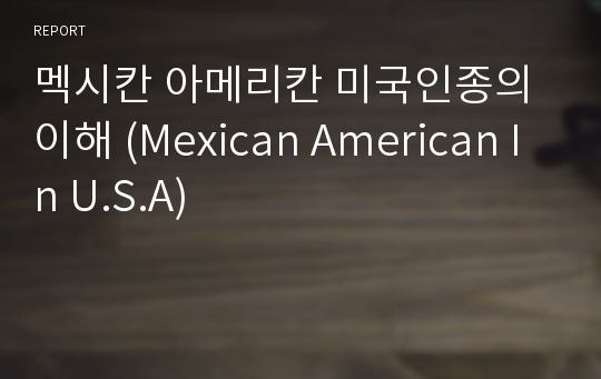 멕시칸 아메리칸 미국인종의 이해 (Mexican American In U.S.A)