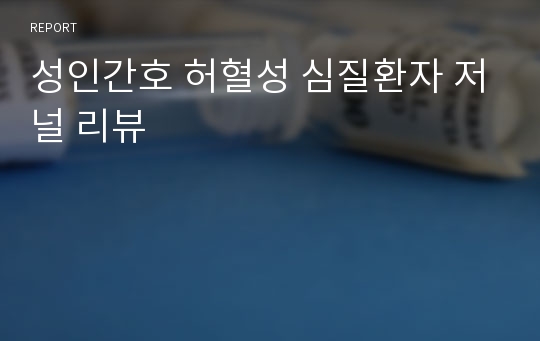 성인간호 허혈성 심질환자 저널 리뷰