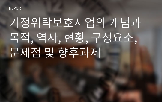 가정위탁보호사업의 개념과 목적, 역사, 현황, 구성요소, 문제점 및 향후과제