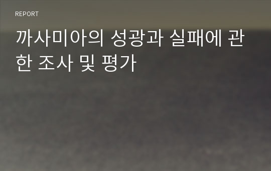 까사미아의 성광과 실패에 관한 조사 및 평가