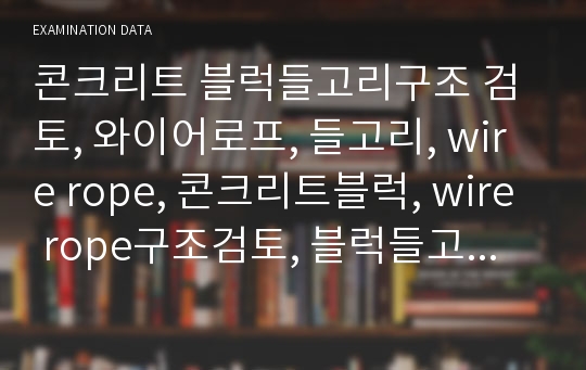 콘크리트 블럭들고리구조 검토, 와이어로프, 들고리, wire rope, 콘크리트블럭, wire rope구조검토, 블럭들고리구조검토