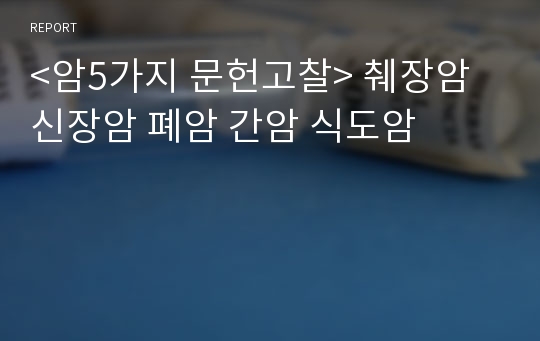 &lt;암5가지 문헌고찰&gt; 췌장암 신장암 폐암 간암 식도암