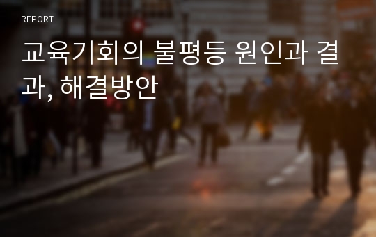 교육기회의 불평등 원인과 결과, 해결방안