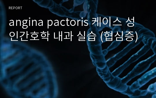 angina pactoris 케이스 성인간호학 내과 실습 (협심증)