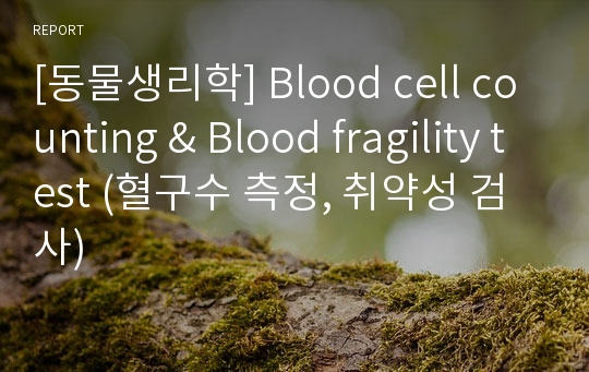 [동물생리학] Blood cell counting &amp; Blood fragility test (혈구수 측정, 취약성 검사)