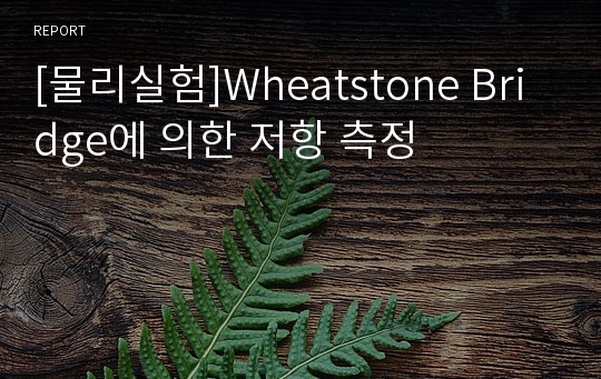 [물리실험]Wheatstone Bridge에 의한 저항 측정