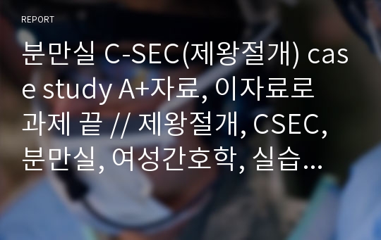 [여성간호학, 분만실] c-sec(제왕절개) case study A+ 레포트