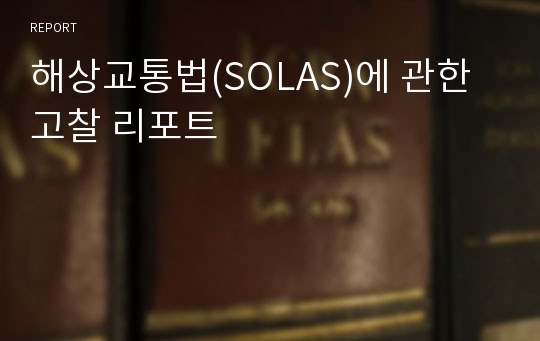 해상교통법(SOLAS)에 관한 고찰 리포트