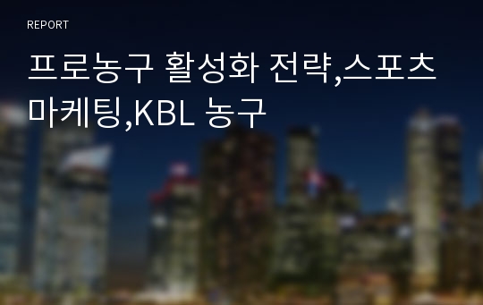 프로농구 활성화 전략,스포츠마케팅,KBL 농구