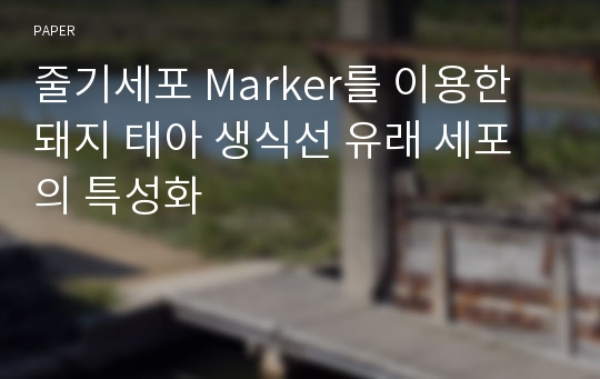 줄기세포 Marker를 이용한 돼지 태아 생식선 유래 세포의 특성화