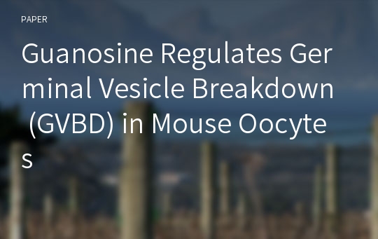 Guanosine Regulates Germinal Vesicle Breakdown (GVBD) in Mouse Oocytes