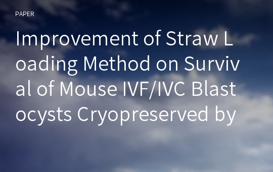 Improvement of Straw Loading Method on Survival of Mouse IVF/IVC Blastocysts Cryopreserved by Vitrification