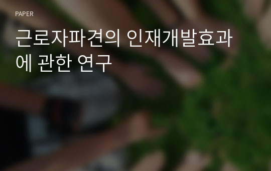 근로자파견의 인재개발효과에 관한 연구