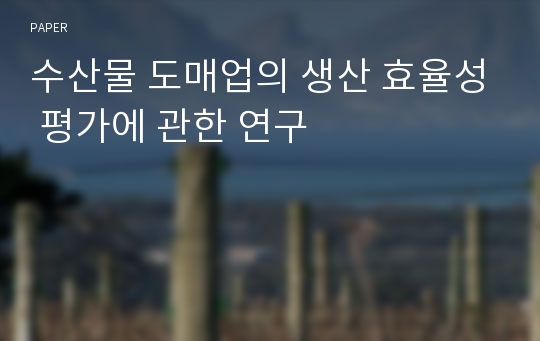 수산물 도매업의 생산 효율성 평가에 관한 연구