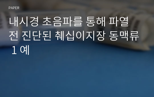 내시경 초음파를 통해 파열 전 진단된 췌십이지장 동맥류 1 예