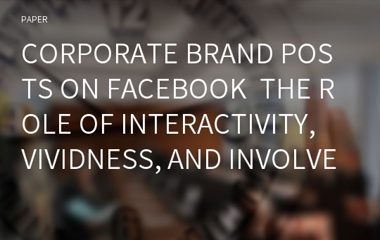 CORPORATE BRAND POSTS ON FACEBOOK  THE ROLE OF INTERACTIVITY, VIVIDNESS, AND INVOLVEMENT